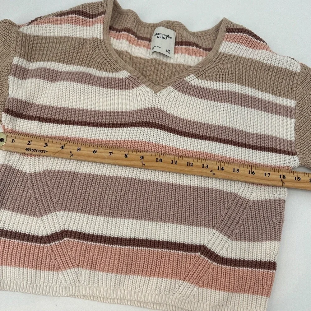Abercrombie & Fitch Striped V-Neck Sweater Knit Pullover Casual Top‎ Size M